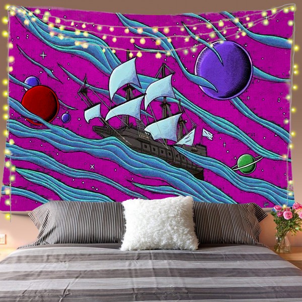 Space Pirate Ship Tapestry