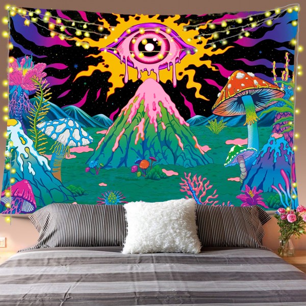 Psychedelic Mushroom Mountain Tapestry