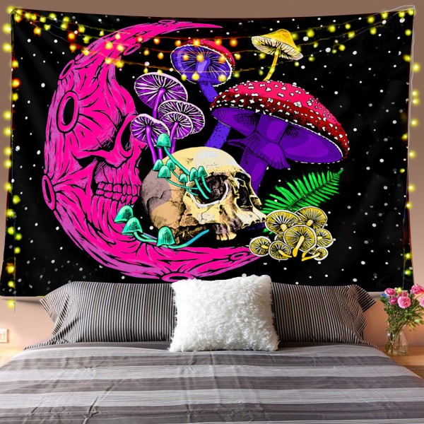 Psychedelic Moon Skull Tapestry