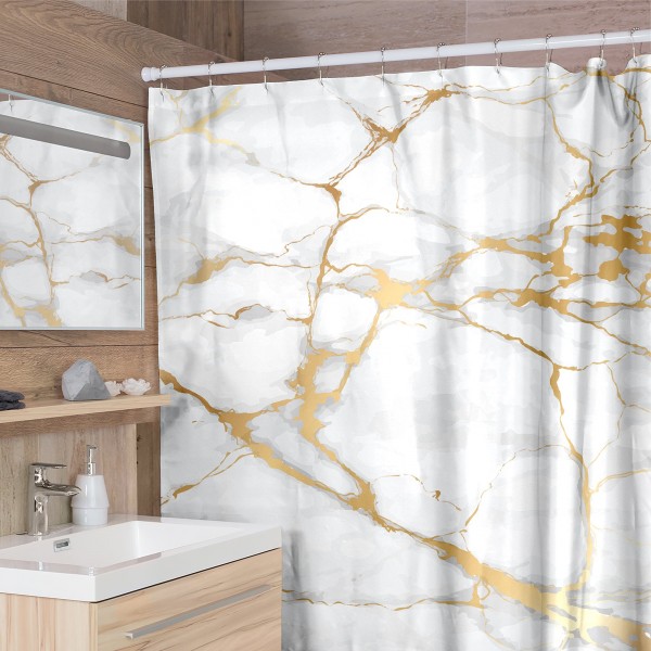 White Gold Shower Curtain