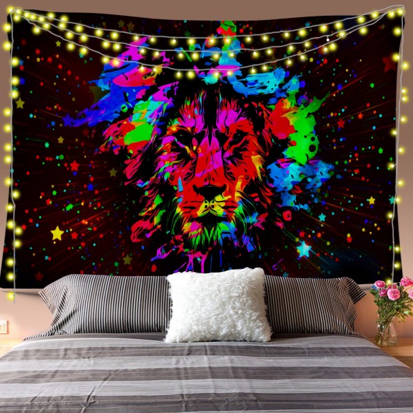 Colorful Lion Tapestry