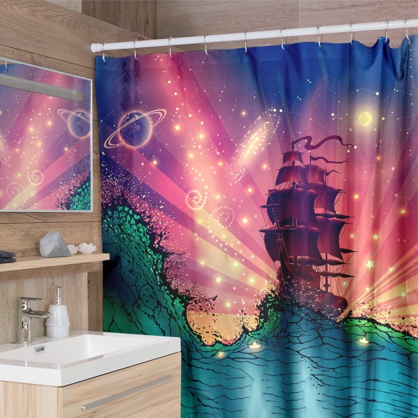 Space Ship Shower Curtain