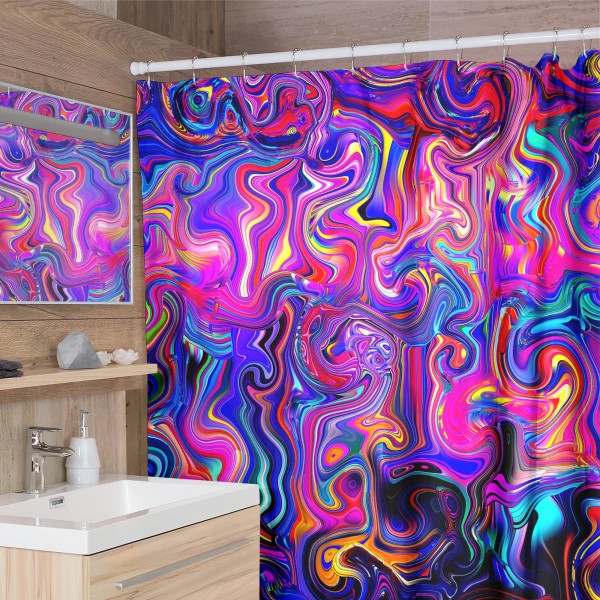 Rainbow Swirl Shower Curtain 2