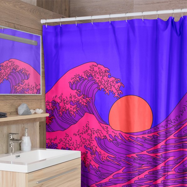 Vaporwave Wave Shower Curtain