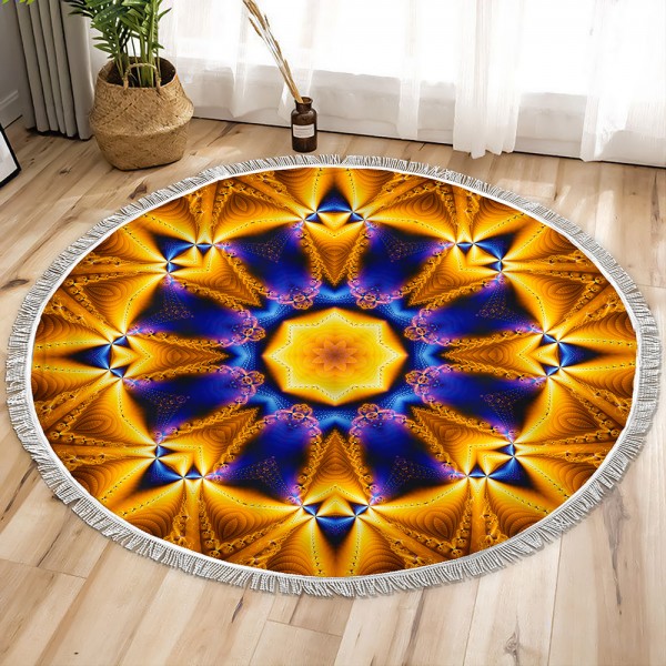 Gold Bloom Circle Tapestry
