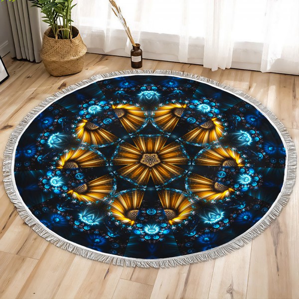 Gold Kaleidoscope Circle Tapestry