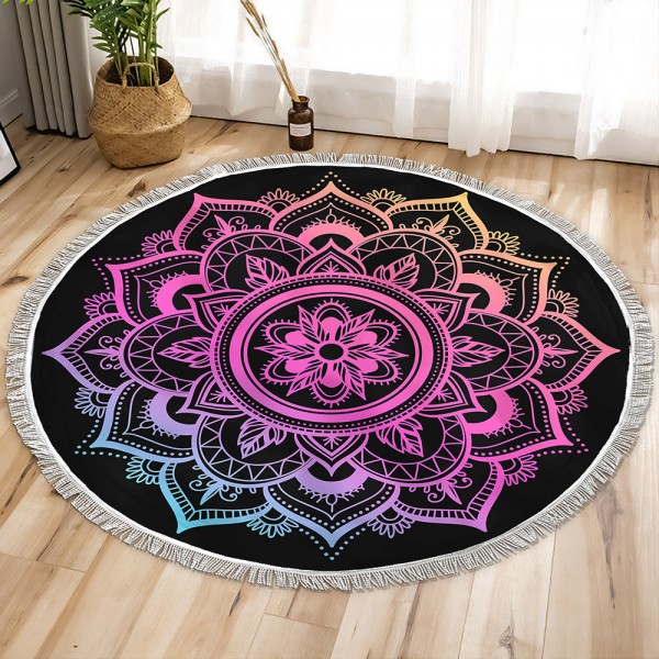 Purple Mandala Circle Tapestry