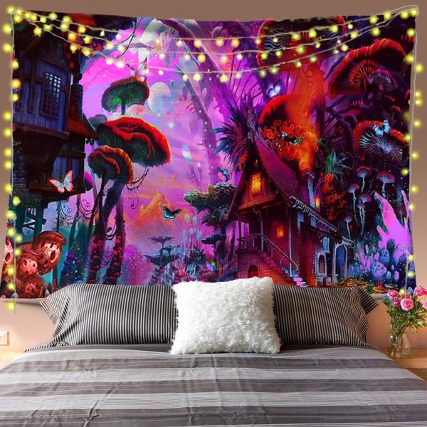 Mushroom Butterfly Forest Tapestry